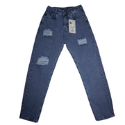 Jean MomFit Azul con Rotos - Mujer