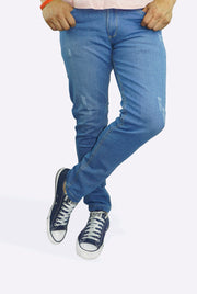 Jean Azul Claro con Desagaste para Hombre