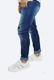 Jean Azul con Desgaste y Rotos para Hombre